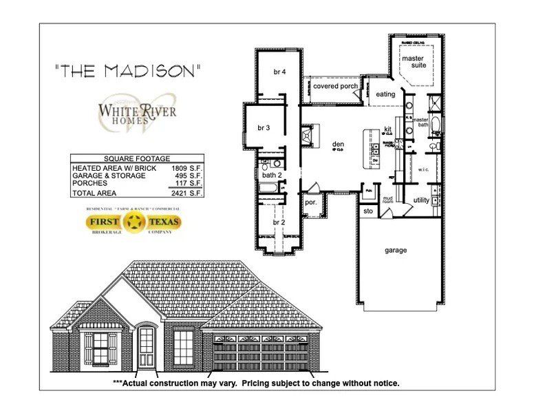 2D floor plan layout for the Madison by White River Homes in Drake's Landing, Salado, TX (Image 1). 2D floor plan layout for the Madison by White River Homes in Drake's Landing, Salado, TX (Image 1).