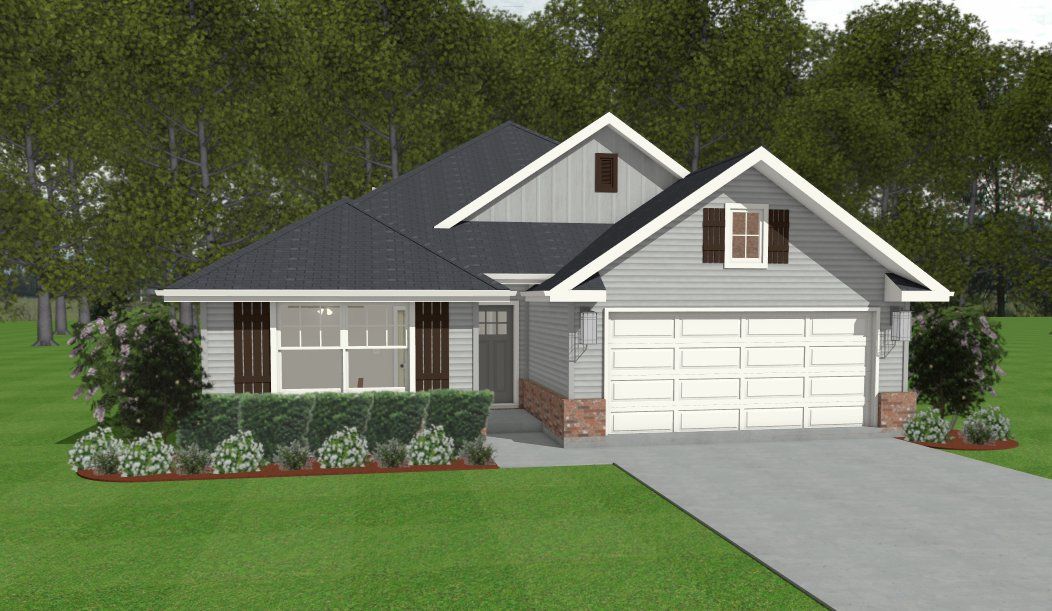 Front exterior of a new home in Rudder Pointe, Bryan, TX, highlighting curb appeal (Image 1). Front exterior of a new home in Rudder Pointe, Bryan, TX, highlighting curb appeal (Image 1).