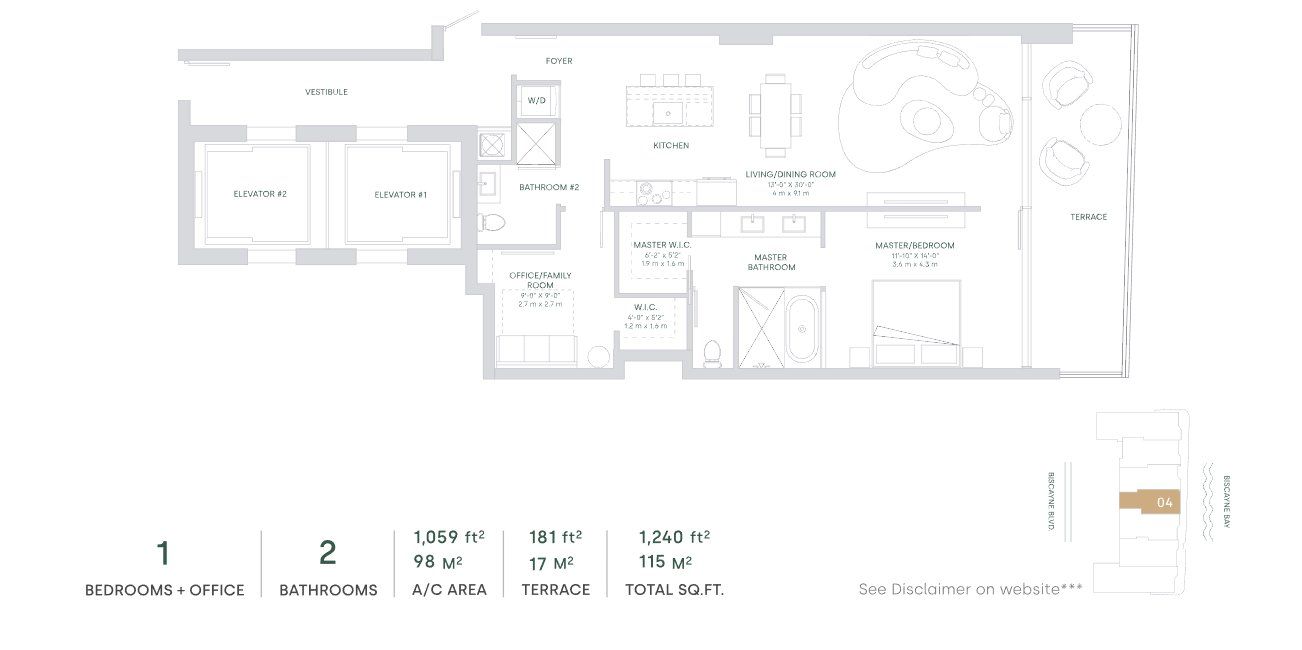 2D floor plan layout for the Line 04 - South Tower by The Melo Group in Aria Reserve, Miami, FL (Image 1).