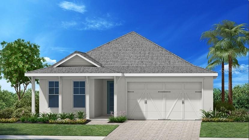 Front exterior of a new home in Shellstone at Waterside, Sarasota, FL, highlighting curb appeal (Image 1). Front exterior of a new home in Shellstone at Waterside, Sarasota, FL, highlighting curb appeal (Image 1).