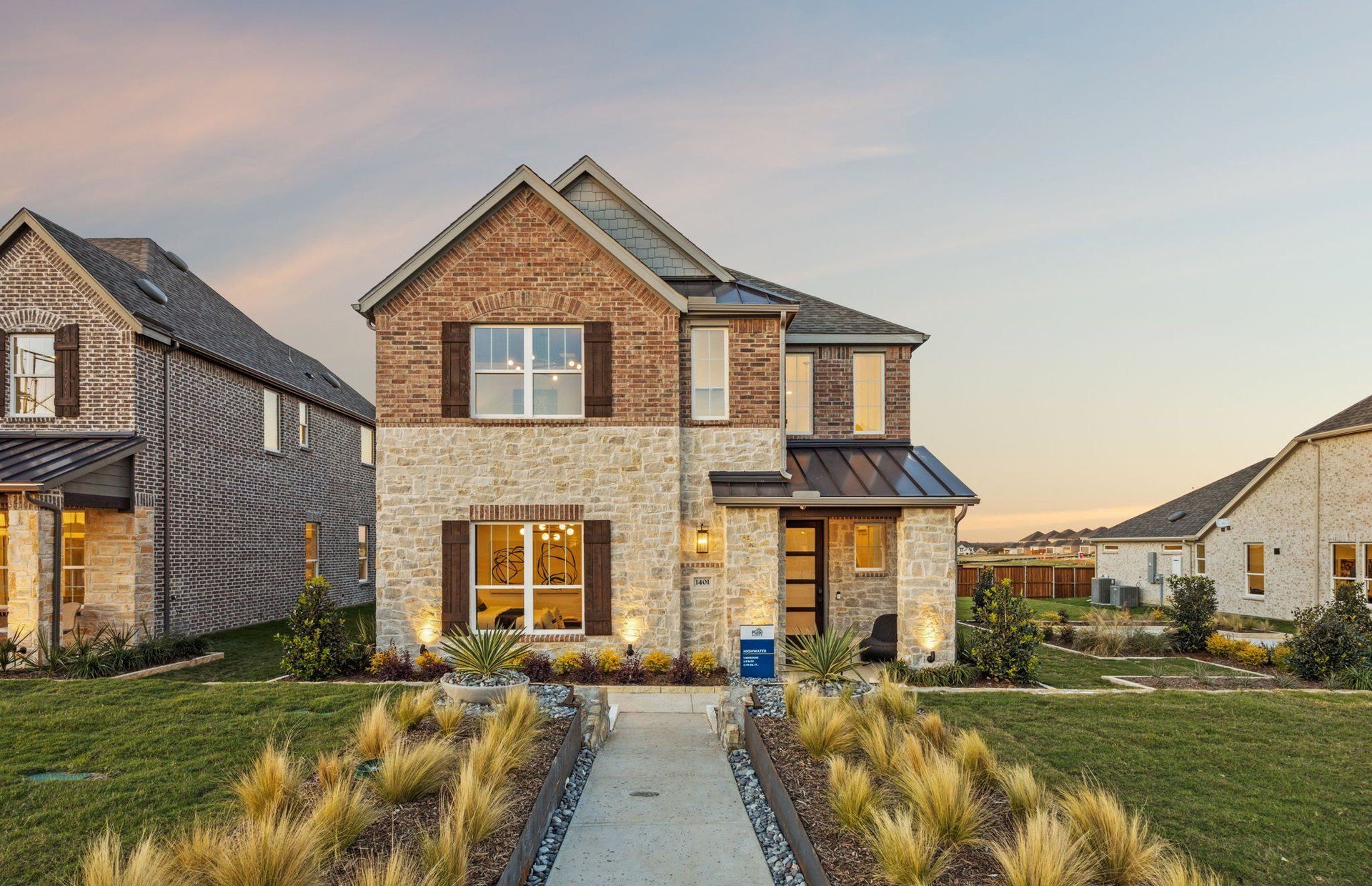 Front exterior of a new home in Pinnacle at Legacy Hills, Celina, TX, highlighting curb appeal (Image 1). Front exterior of a new home in Pinnacle at Legacy Hills, Celina, TX, highlighting curb appeal (Image 1).