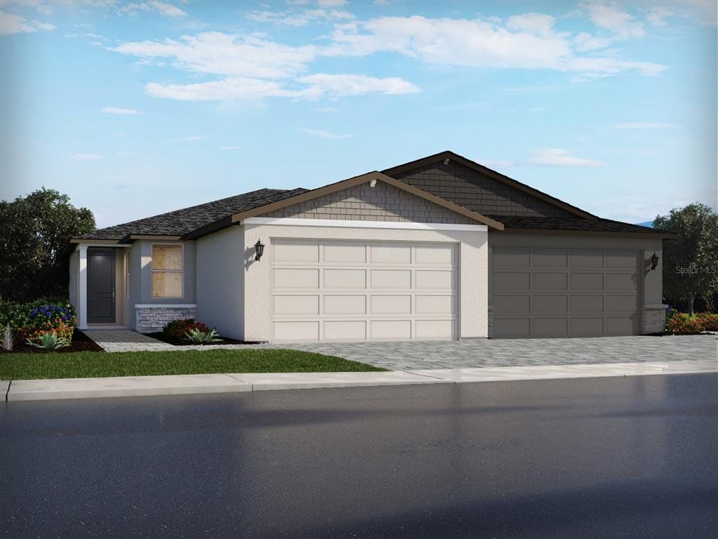 Front exterior of a new home in Ridgehaven - Villas, Ormond Beach, FL, highlighting curb appeal (Image 1). Front exterior of a new home in Ridgehaven - Villas, Ormond Beach, FL, highlighting curb appeal (Image 1).