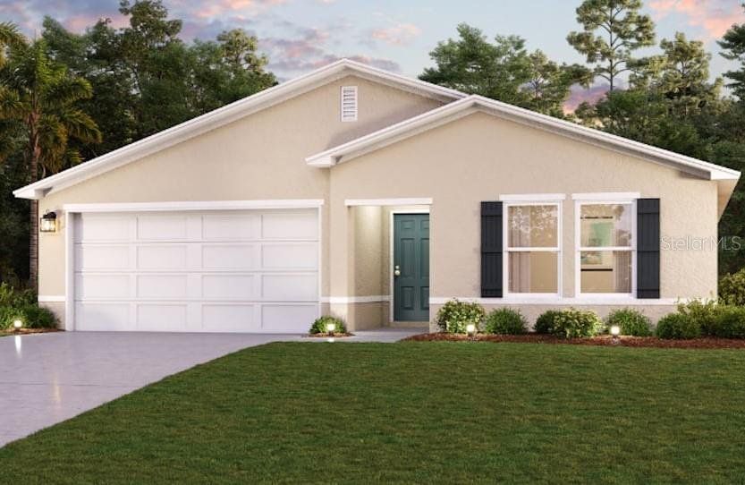 Front exterior of a new home in Palm Bay Classic, Palm Bay, FL, highlighting curb appeal (Image 1).