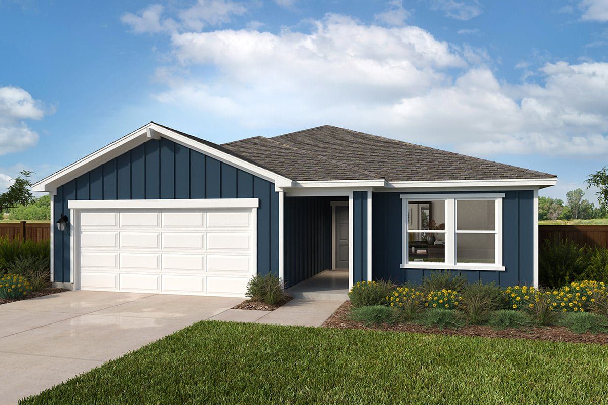 Front exterior of a new home in Eagle Creek, Denton, TX, highlighting curb appeal (Image 1). Front exterior of a new home in Eagle Creek, Denton, TX, highlighting curb appeal (Image 1).