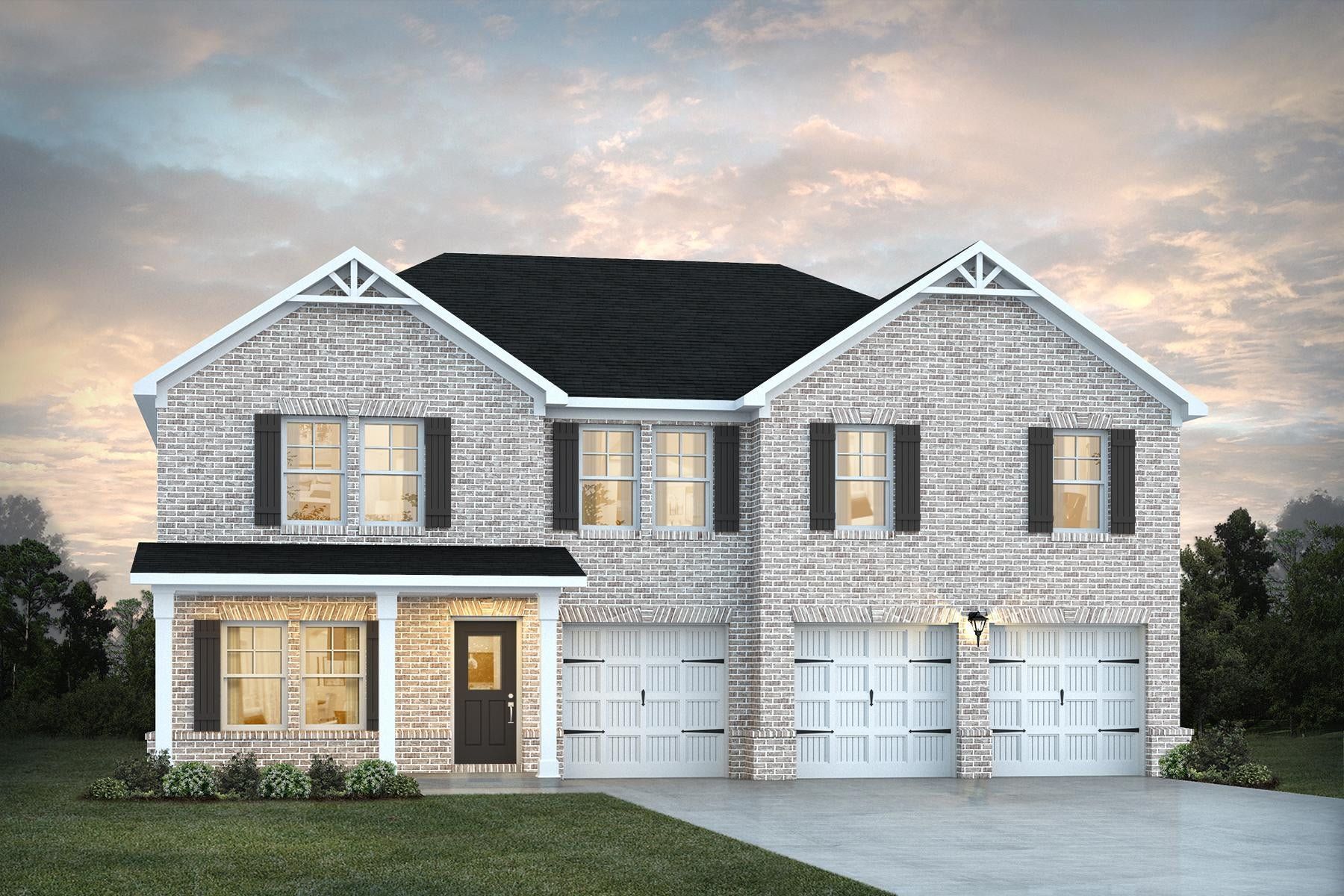 Front exterior of a new home in Fern Dale, Fairburn, GA, highlighting curb appeal (Image 1).