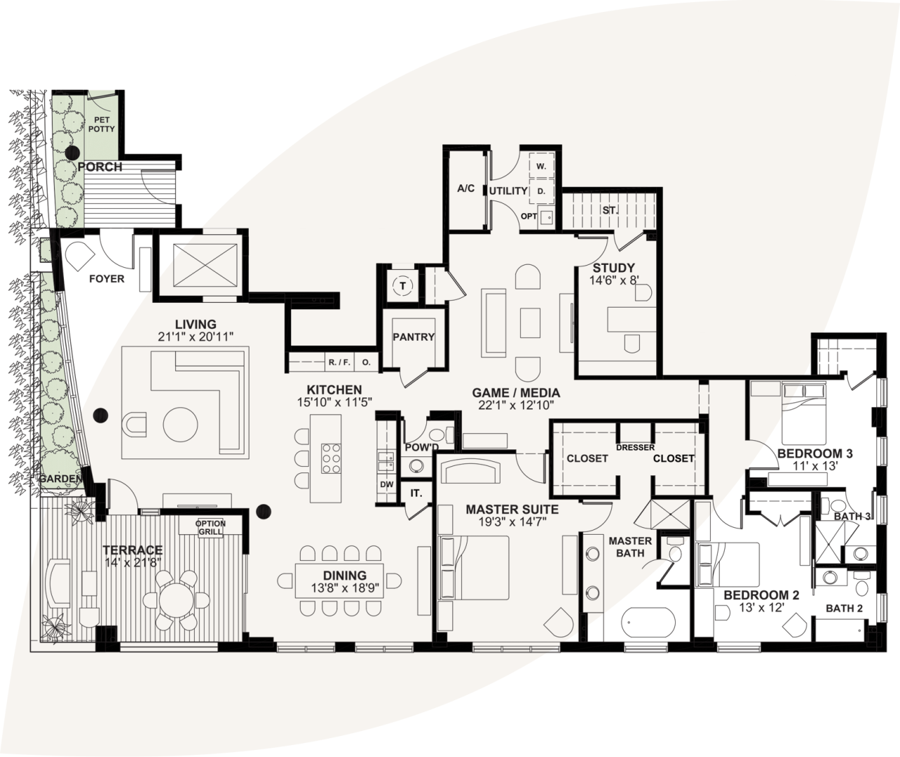 2D floor plan layout for the Edinburgh by Citiscape in Mimosa Terrace, Houston, TX (Image 1). 2D floor plan layout for the Edinburgh by Citiscape in Mimosa Terrace, Houston, TX (Image 1).
