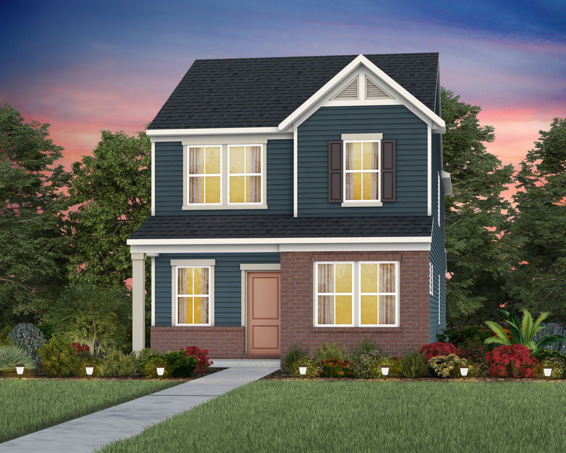 Front exterior of a new home in Riverstone, Monroe, NC, highlighting curb appeal (Image 1).