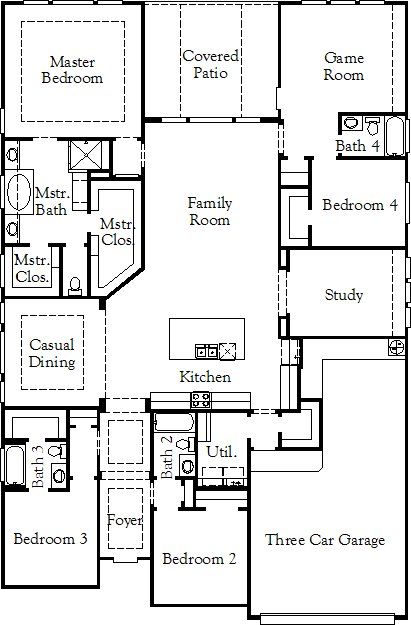 2D floor plan layout for the Hideaway 60' homesites by Coventry Homes in Stillwater Ranch, San Antonio, TX (Image 1). 2D floor plan layout for the Hideaway 60' homesites by Coventry Homes in Stillwater Ranch, San Antonio, TX (Image 1).