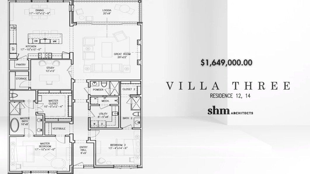 2D floor plan layout for the Villa 3 - 12, 14 by Savannah Developers in The Residences, Irving, TX (Image 1).
