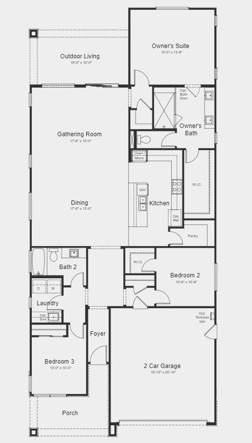 2D floor plan layout for the Trullo by Taylor Morrison in CantaMia at Estrella 55+, Goodyear, AZ (Image 1).