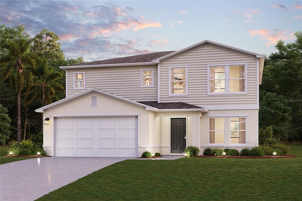 Front exterior of a new home in The Enclave at Scenic Terrace, Haines City, FL, highlighting curb appeal (Image 1).