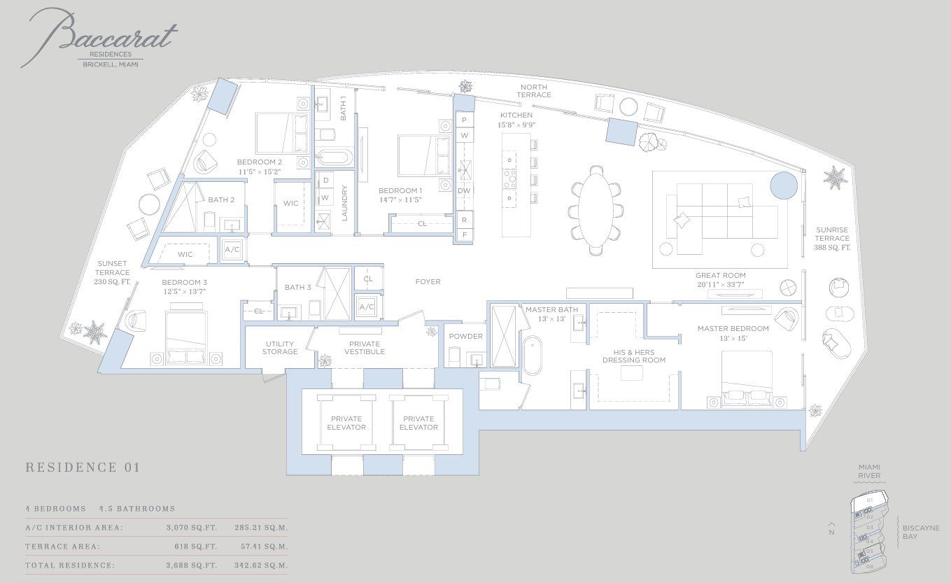 2D floor plan layout for the Residence 01 by Related Group in Baccarat Residences Miami, Miami, FL (Image 1). 2D floor plan layout for the Residence 01 by Related Group in Baccarat Residences Miami, Miami, FL (Image 1).