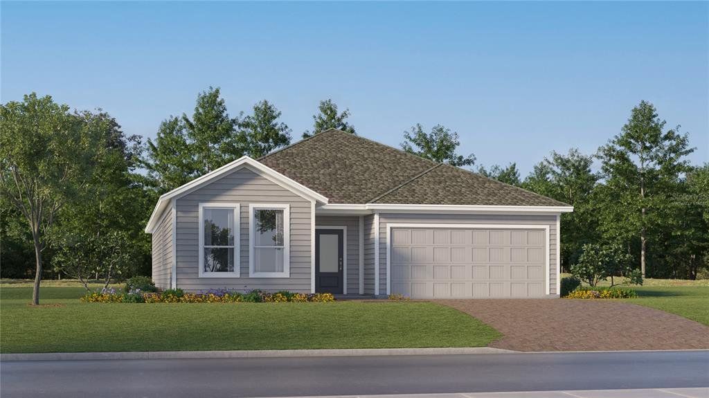 Front exterior of a new home in Sanctuary at Wellness Ridge, Clermont, FL, highlighting curb appeal (Image 1). Front exterior of a new home in Sanctuary at Wellness Ridge, Clermont, FL, highlighting curb appeal (Image 1).