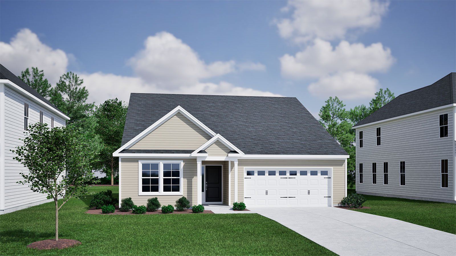 Front exterior of a new home in Willowbrook, Shelby, NC, highlighting curb appeal (Image 1). Front exterior of a new home in Willowbrook, Shelby, NC, highlighting curb appeal (Image 1).