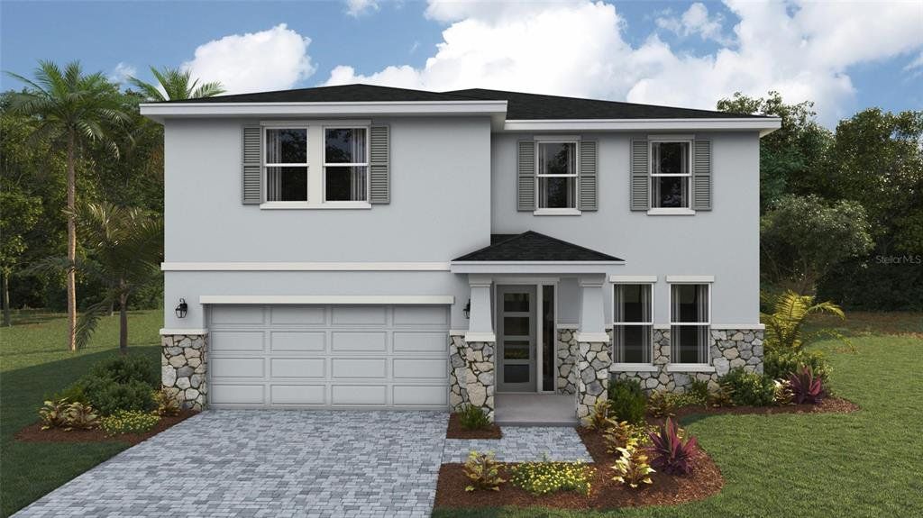 Front exterior of a new home in Legacy Preserve, Parrish, FL, highlighting curb appeal (Image 1). Front exterior of a new home in Legacy Preserve, Parrish, FL, highlighting curb appeal (Image 1).