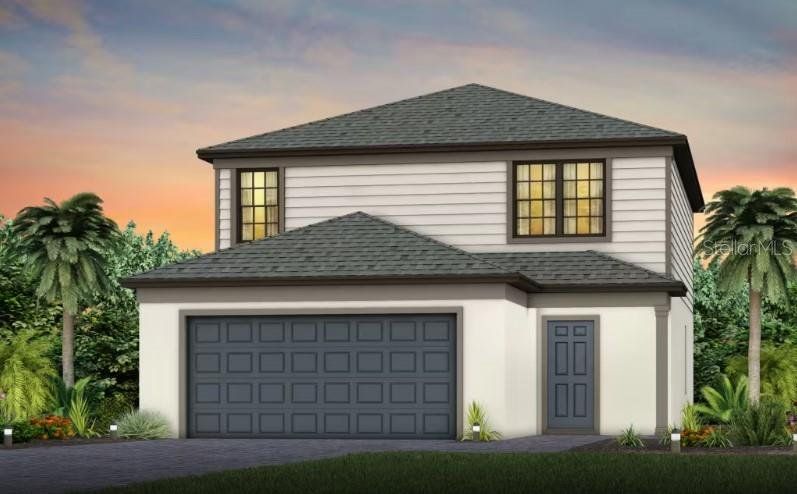 Front exterior of a new home in Reagan Landing, Bradenton, FL, highlighting curb appeal (Image 1). Front exterior of a new home in Reagan Landing, Bradenton, FL, highlighting curb appeal (Image 1).