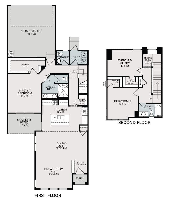 2D floor plan layout of this home in VIDA Townhomes, San Antonio, TX (Image 1).