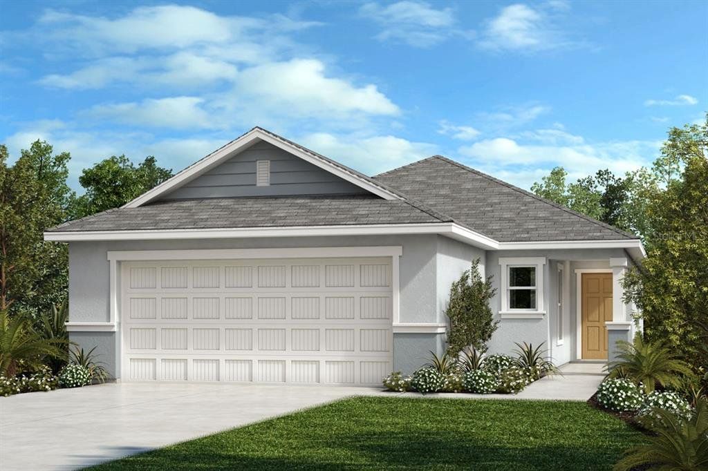 Front exterior of a new home in Hickory Ranch, Auburndale, FL, highlighting curb appeal (Image 1).