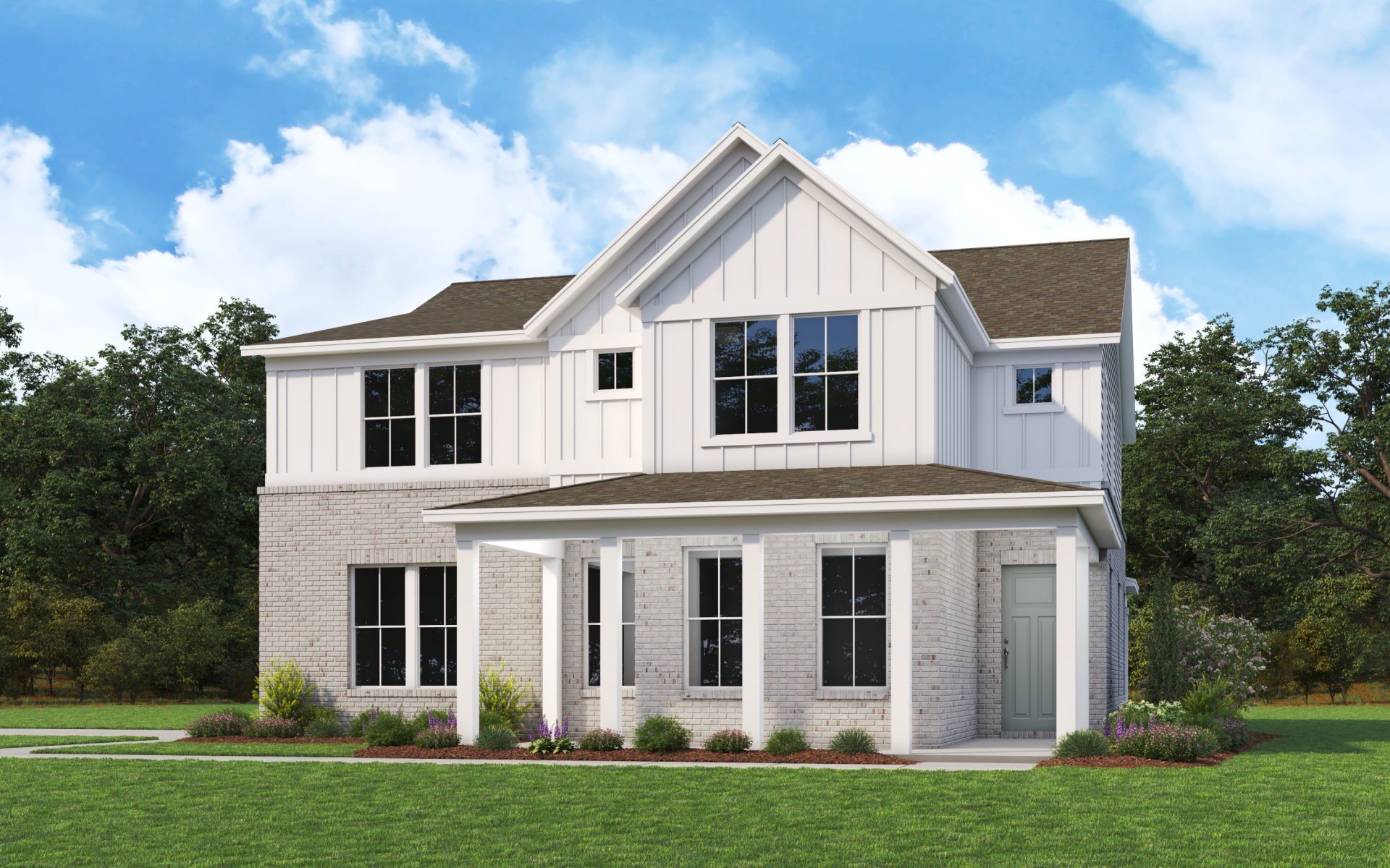 Front exterior of a new home in Treymor, Mount Juliet, TN, highlighting curb appeal (Image 1). Front exterior of a new home in Treymor, Mount Juliet, TN, highlighting curb appeal (Image 1).