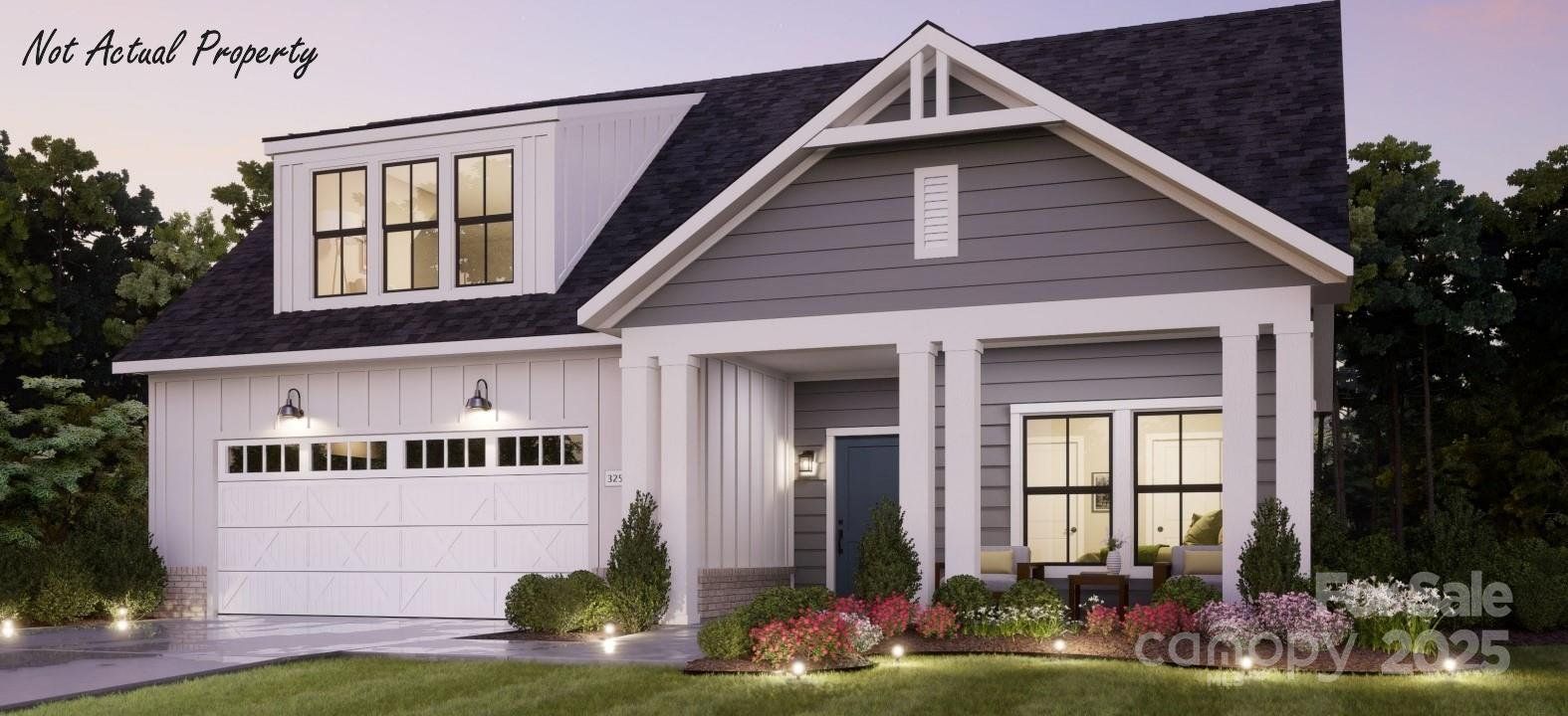 Front exterior of a new home in The Courtyards at Lake Davidson, Mooresville, NC, highlighting curb appeal (Image 1).