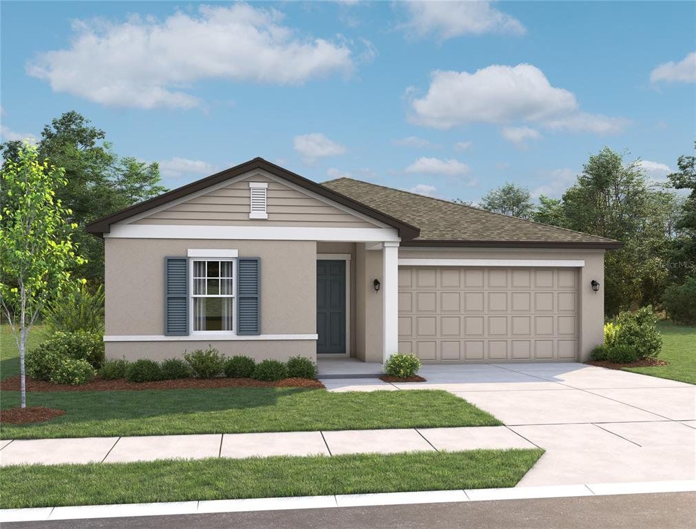 Front exterior of a new home in Berry Bay, Wimauma, FL, highlighting curb appeal (Image 1). Front exterior of a new home in Berry Bay, Wimauma, FL, highlighting curb appeal (Image 1).