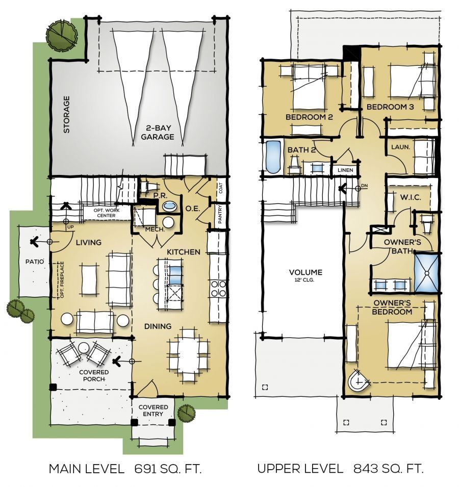 2D floor plan layout for the The Dundee by Montano Homes in Elevations at Murphy Creek, Aurora, CO (Image 1).
