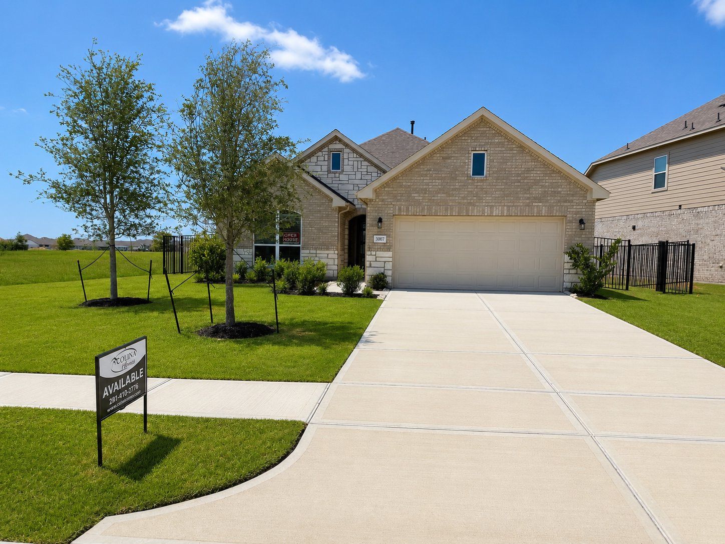 Front exterior of a new home in Lago Mar, Texas City, TX, highlighting curb appeal (Image 1). Front exterior of a new home in Lago Mar, Texas City, TX, highlighting curb appeal (Image 1).