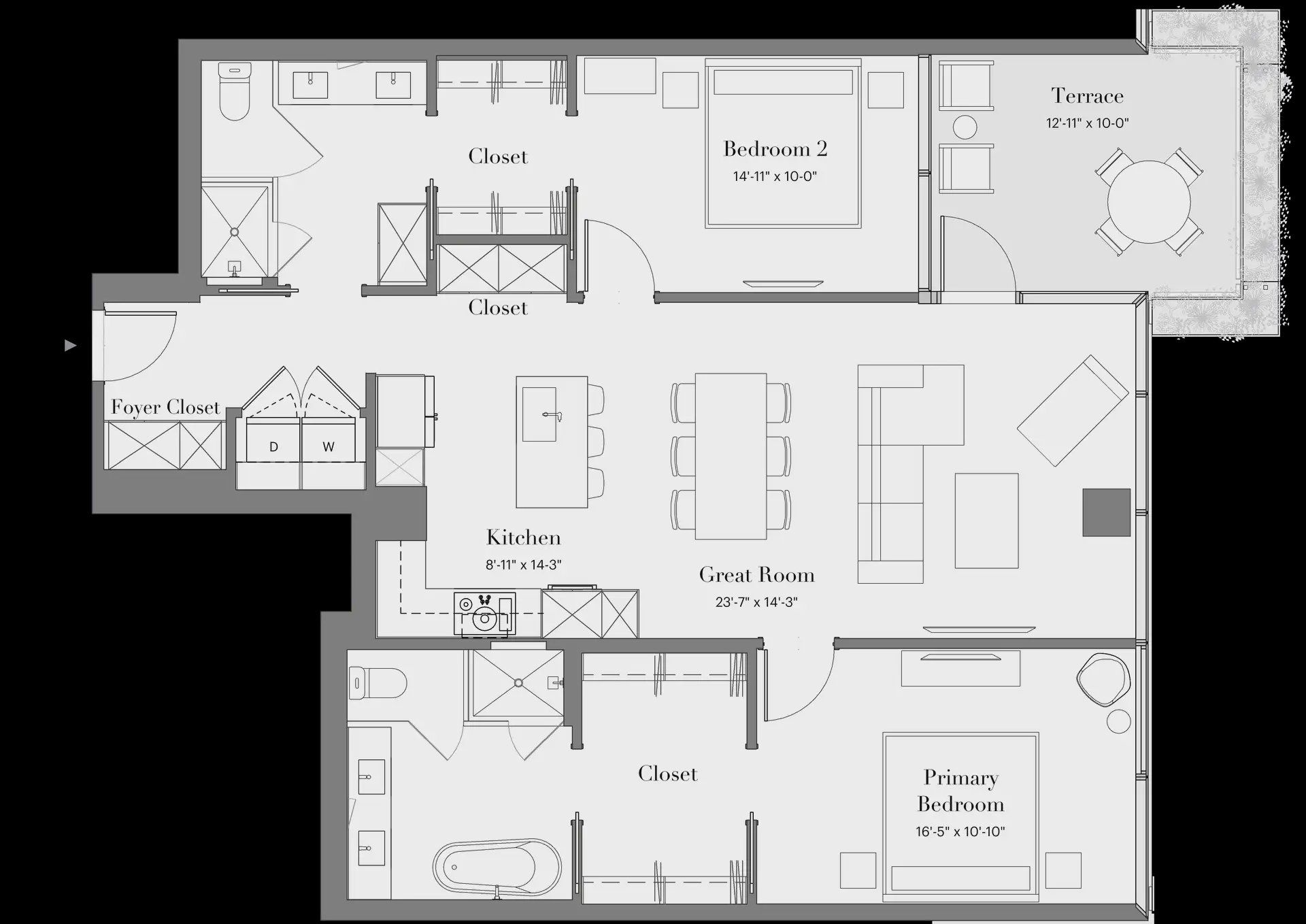 2D floor plan layout for the 2B-11 by Optima Homes in Optima McDowell Mountain, Scottsdale, AZ (Image 1).