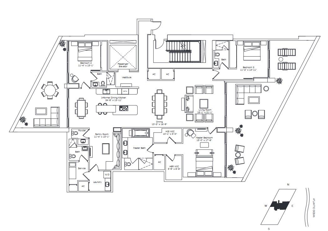 2D floor plan layout for the Model D4 by Fortune International Group in Jade Signature, Sunny Isles Beach, FL (Image 1).