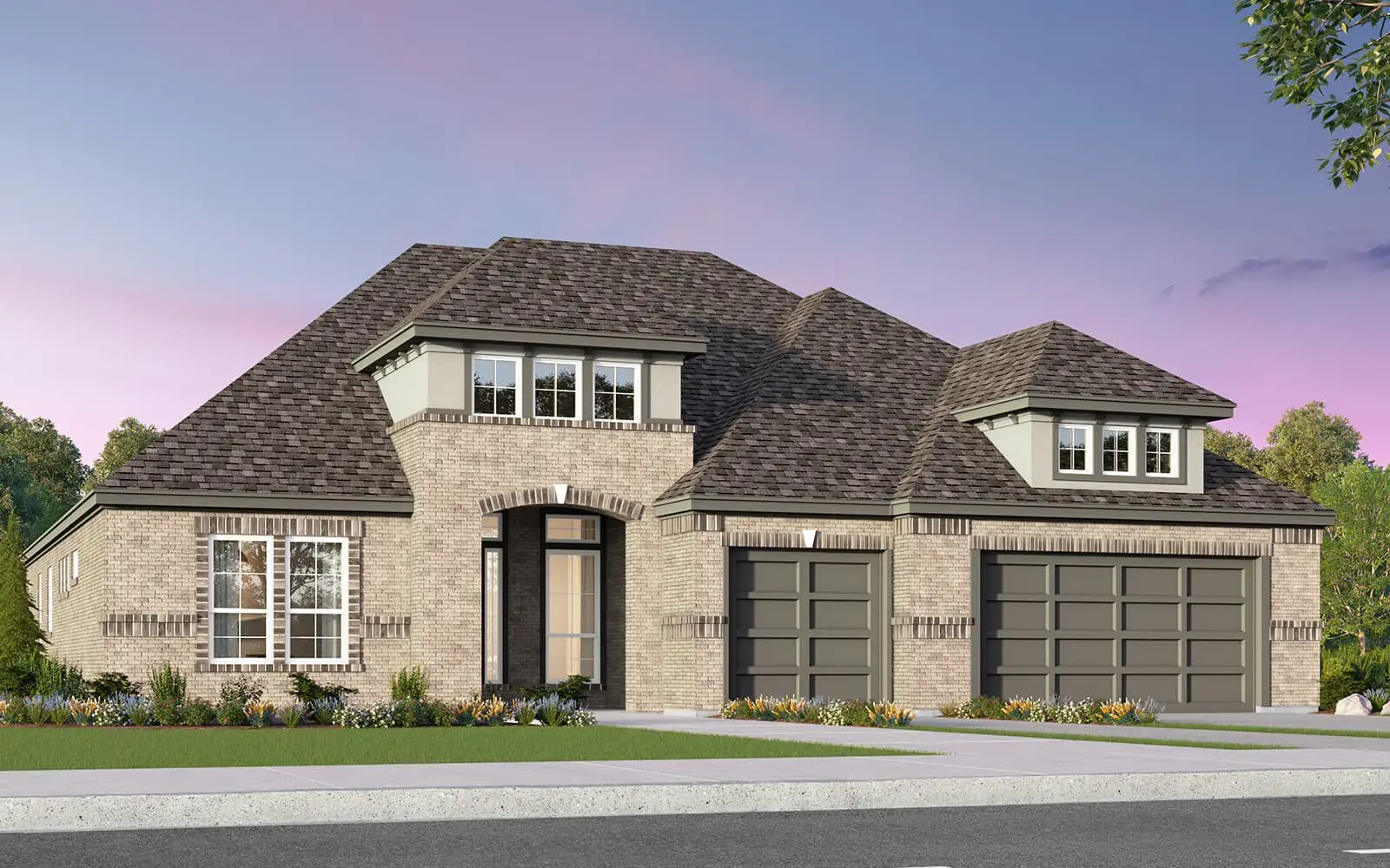 Front exterior of a new home in Kissing Tree, San Marcos, TX, highlighting curb appeal (Image 1). Front exterior of a new home in Kissing Tree, San Marcos, TX, highlighting curb appeal (Image 1).