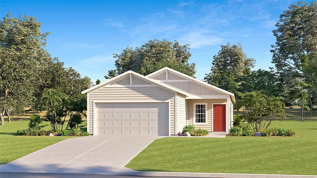 Front exterior of a new home in Pioneer Ranch, Ocala, FL, highlighting curb appeal (Image 1). Front exterior of a new home in Pioneer Ranch, Ocala, FL, highlighting curb appeal (Image 1).
