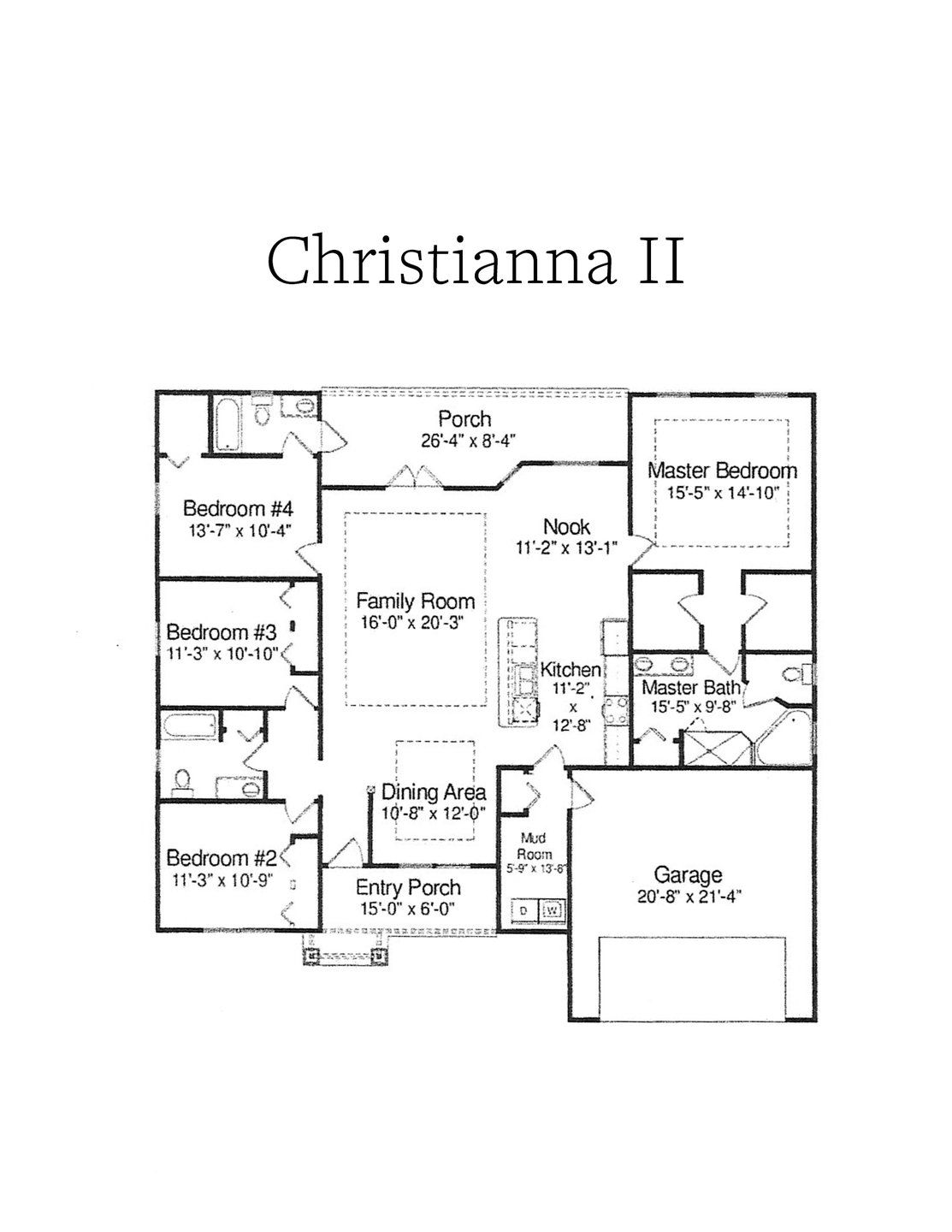 2D floor plan layout for the The Christianna II by NORFLEET HOMES in Countryway Town Square, Newberry, FL (Image 1).