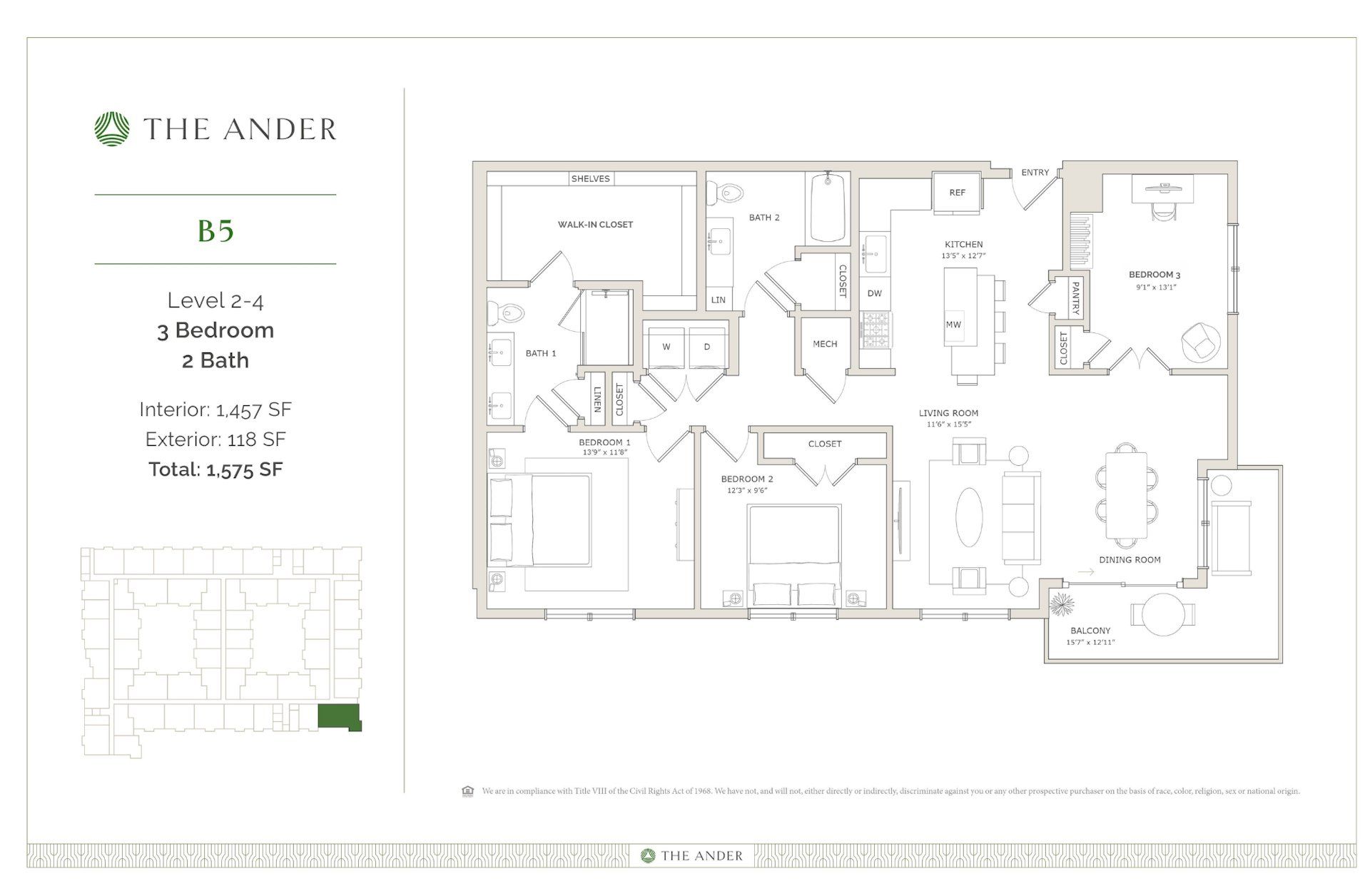 2D floor plan layout for the B5 by Ledgestone Development Group in The Ander, Austin, TX (Image 1).