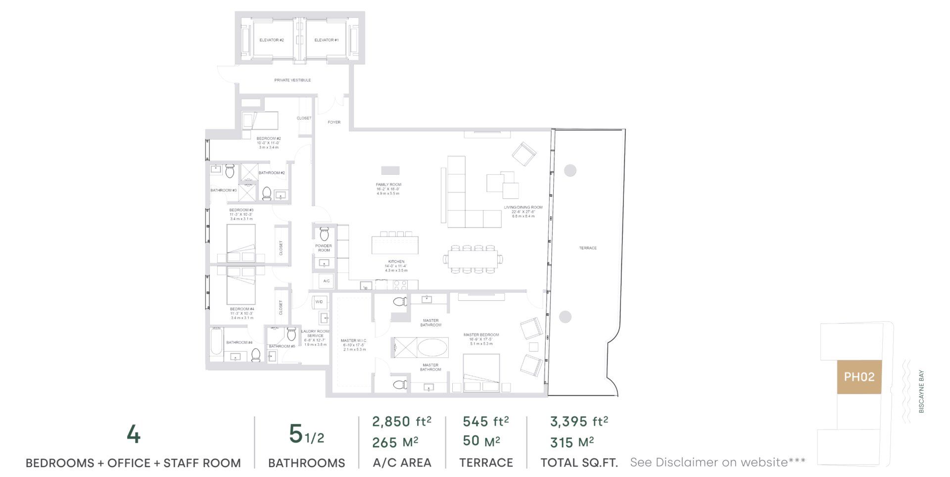 2D floor plan layout for the PH02 - North Tower by The Melo Group in Aria Reserve, Miami, FL (Image 1).