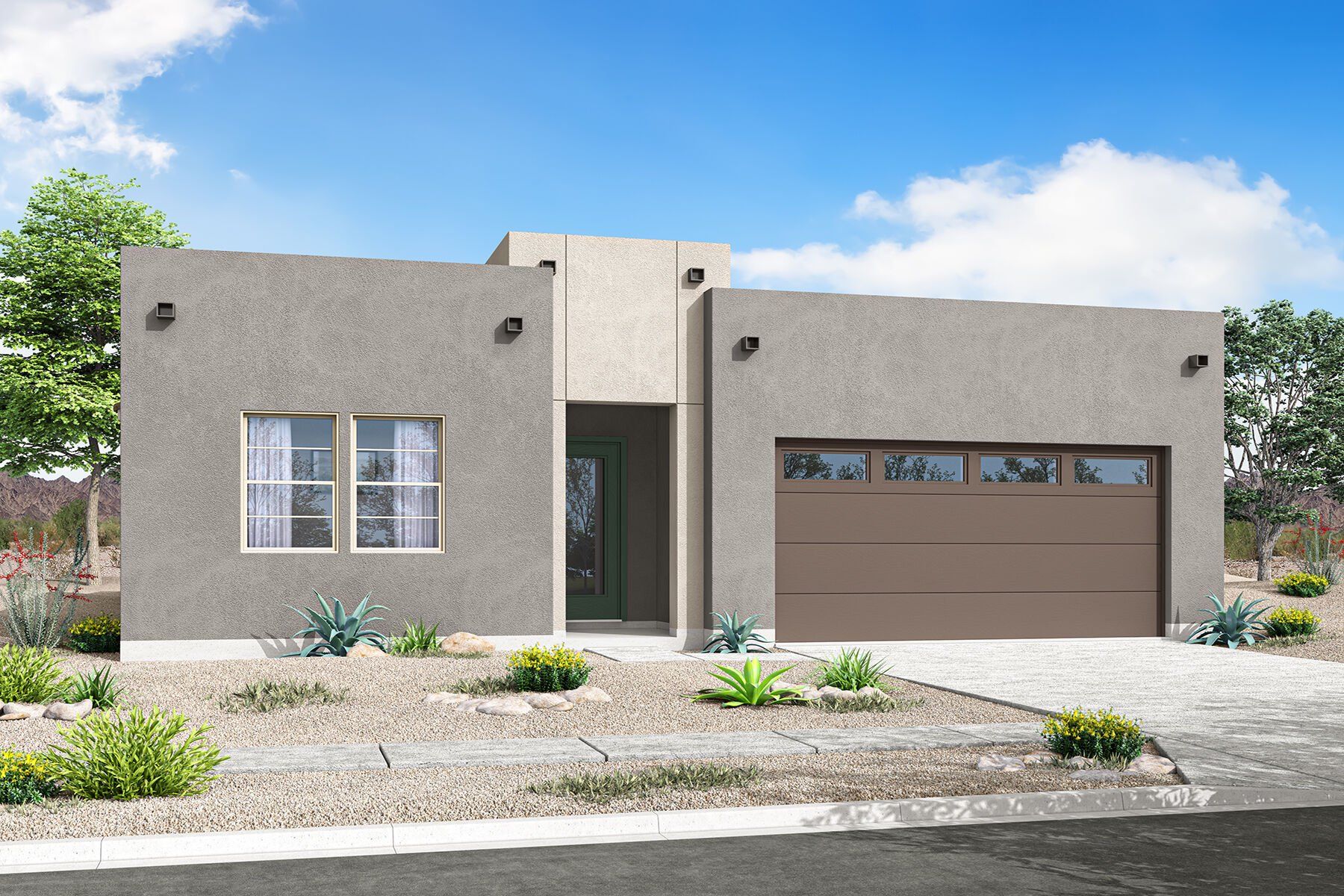 Front exterior of a new home in Tyler Ranch, Buckeye, AZ, highlighting curb appeal (Image 1). Front exterior of a new home in Tyler Ranch, Buckeye, AZ, highlighting curb appeal (Image 1).