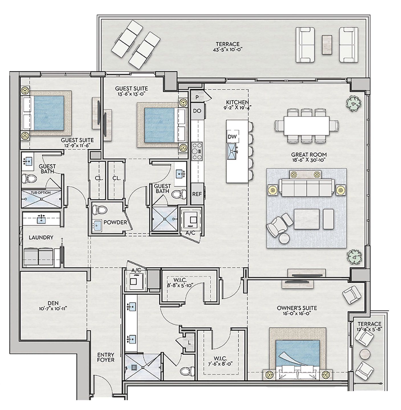 2D floor plan layout for the Encore by Kolter Urban in Art House, St. Petersburg, FL (Image 1).