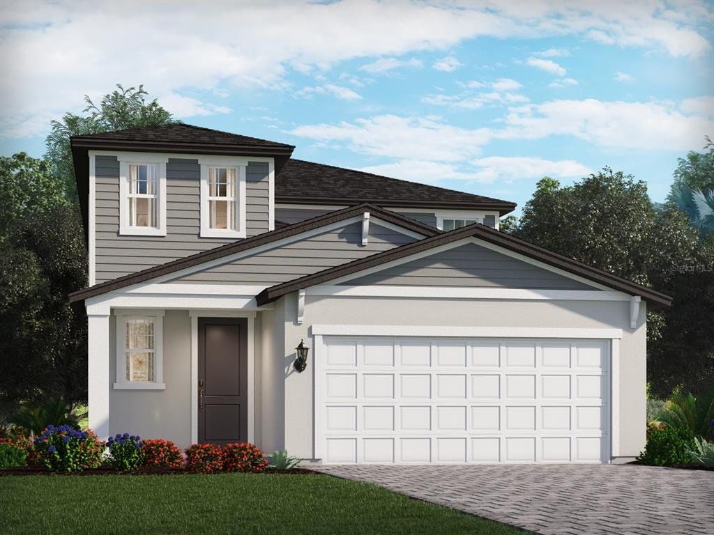 Front exterior of a new home in Wynnstone - Classic Series, Davenport, FL, highlighting curb appeal (Image 1).