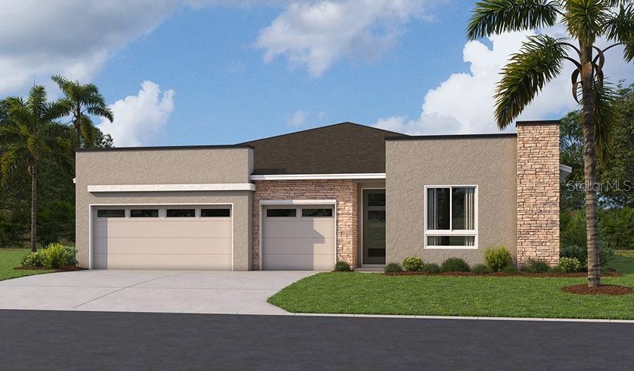 Front exterior of a new home in Rye Manor at Legacy Preserve, Parrish, FL, highlighting curb appeal (Image 1). Front exterior of a new home in Rye Manor at Legacy Preserve, Parrish, FL, highlighting curb appeal (Image 1).