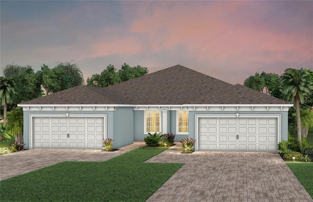 Front exterior of a new home in Del Webb at Viera, Melbourne, FL, highlighting curb appeal (Image 1). Front exterior of a new home in Del Webb at Viera, Melbourne, FL, highlighting curb appeal (Image 1).