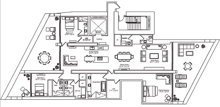 2D floor plan layout for the Model D1 by Fortune International Group in Jade Signature, Sunny Isles Beach, FL (Image 1). 2D floor plan layout for the Model D1 by Fortune International Group in Jade Signature, Sunny Isles Beach, FL (Image 1).