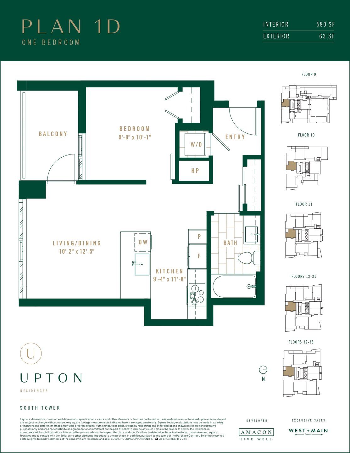 2D floor plan layout for the Plan 1D by Amacon in Upton Residences, Denver, CO (Image 1).