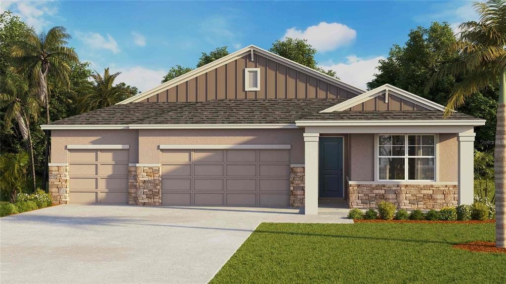 Front exterior of a new home in , Zephyrhills, FL, highlighting curb appeal (Image 1). Front exterior of a new home in , Zephyrhills, FL, highlighting curb appeal (Image 1).