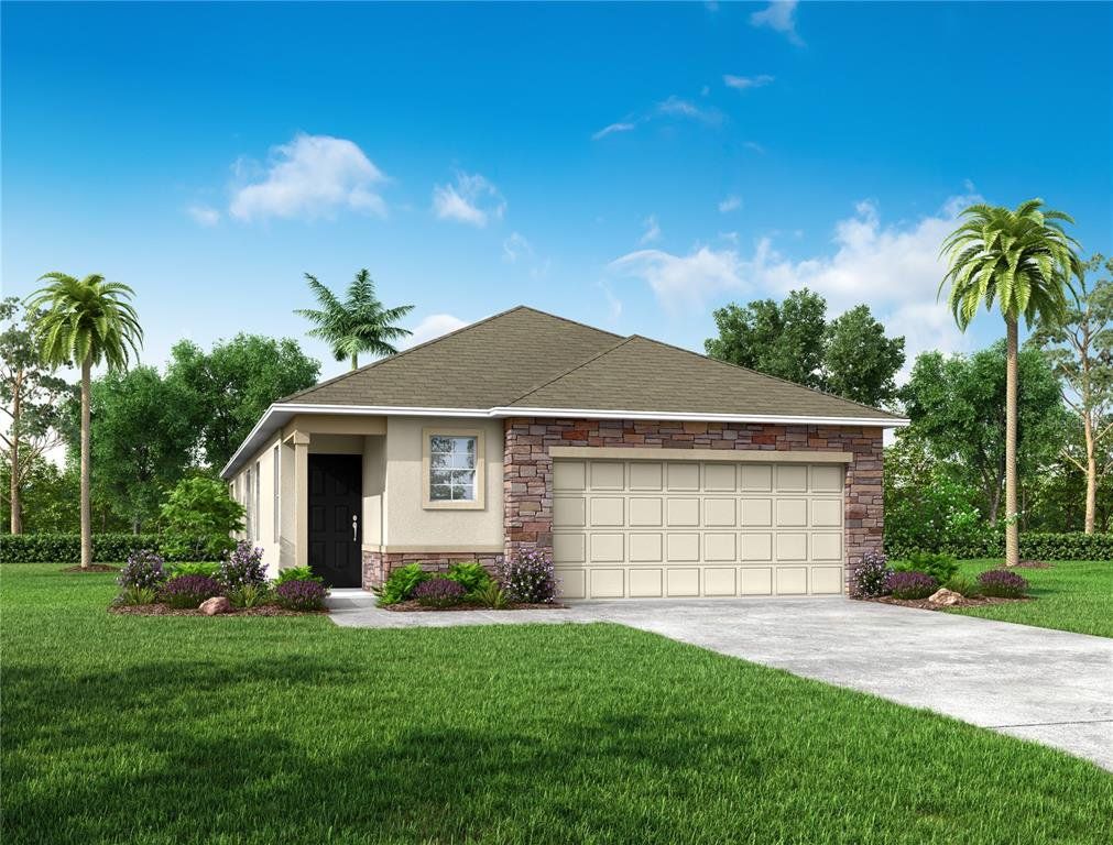Front exterior of a new home in Hammock Reserve, Haines City, FL, highlighting curb appeal (Image 1). Front exterior of a new home in Hammock Reserve, Haines City, FL, highlighting curb appeal (Image 1).