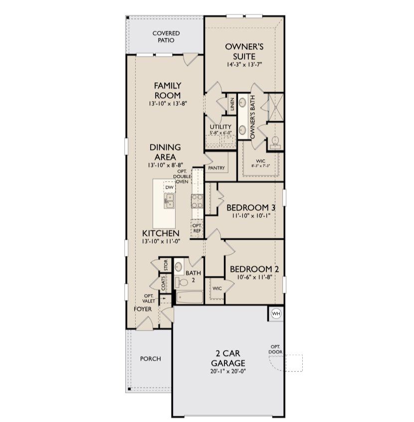 2D floor plan layout for the Buchanan by Ashton Woods in The Cottages at La Cima, San Marcos, TX (Image 1).