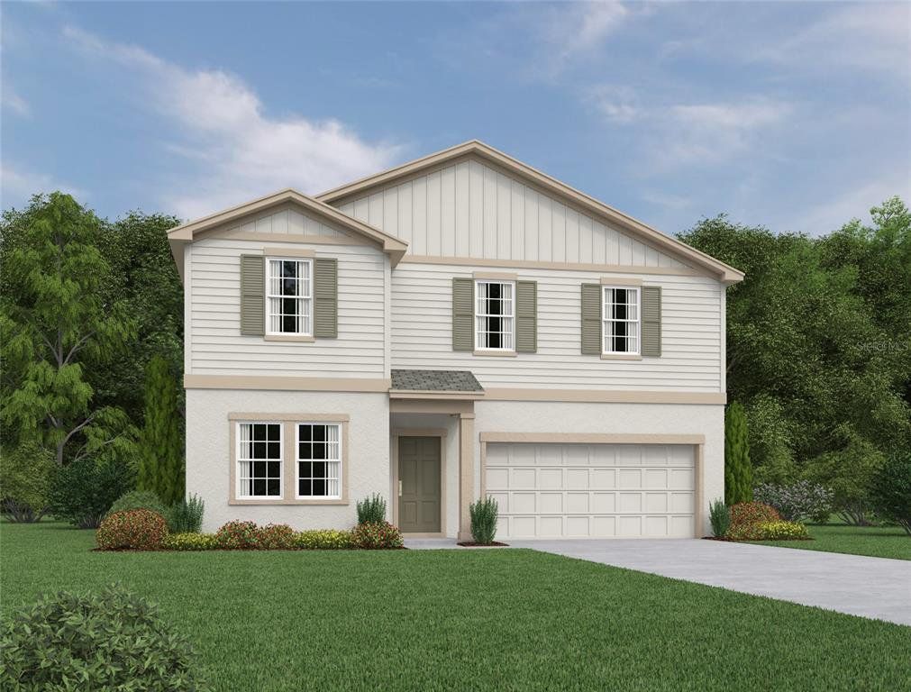 Front exterior of a new home in Tyson Reserve, St. Cloud, FL, highlighting curb appeal (Image 1). Front exterior of a new home in Tyson Reserve, St. Cloud, FL, highlighting curb appeal (Image 1).