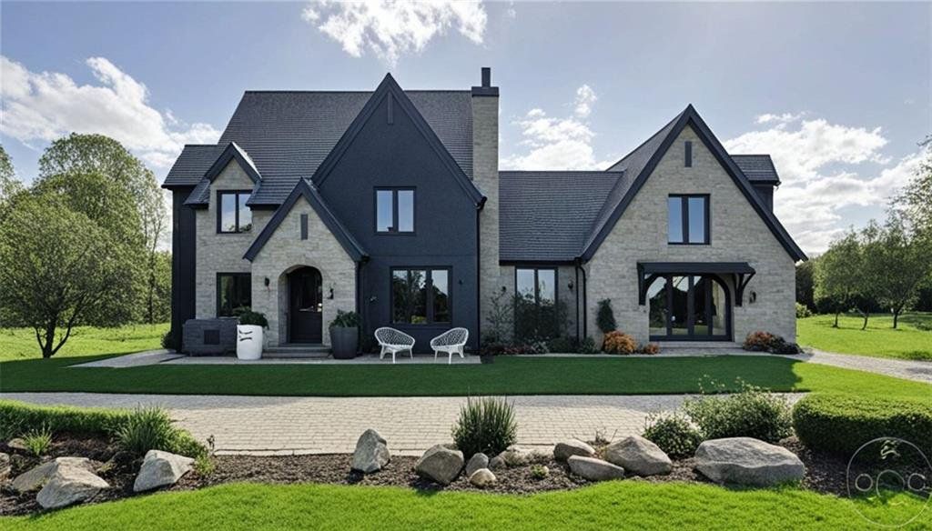 Front exterior of a new home in , Flowery Branch, GA, highlighting curb appeal (Image 1). Front exterior of a new home in , Flowery Branch, GA, highlighting curb appeal (Image 1).