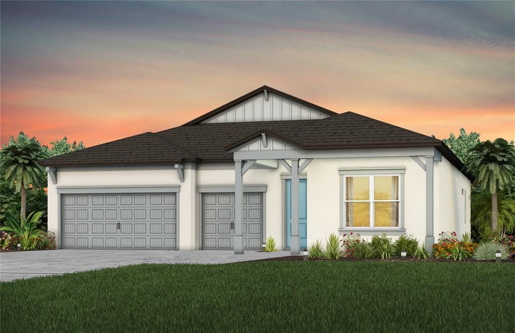 Front exterior of a new home in Waterset, Apollo Beach, FL, highlighting curb appeal (Image 1). Front exterior of a new home in Waterset, Apollo Beach, FL, highlighting curb appeal (Image 1).