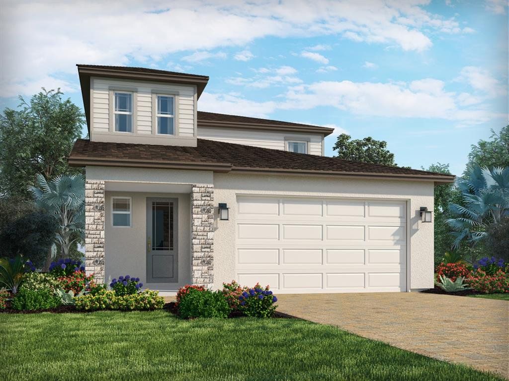 Front exterior of a new home in Cyrene at Minneola, Minneola, FL, highlighting curb appeal (Image 1). Front exterior of a new home in Cyrene at Minneola, Minneola, FL, highlighting curb appeal (Image 1).