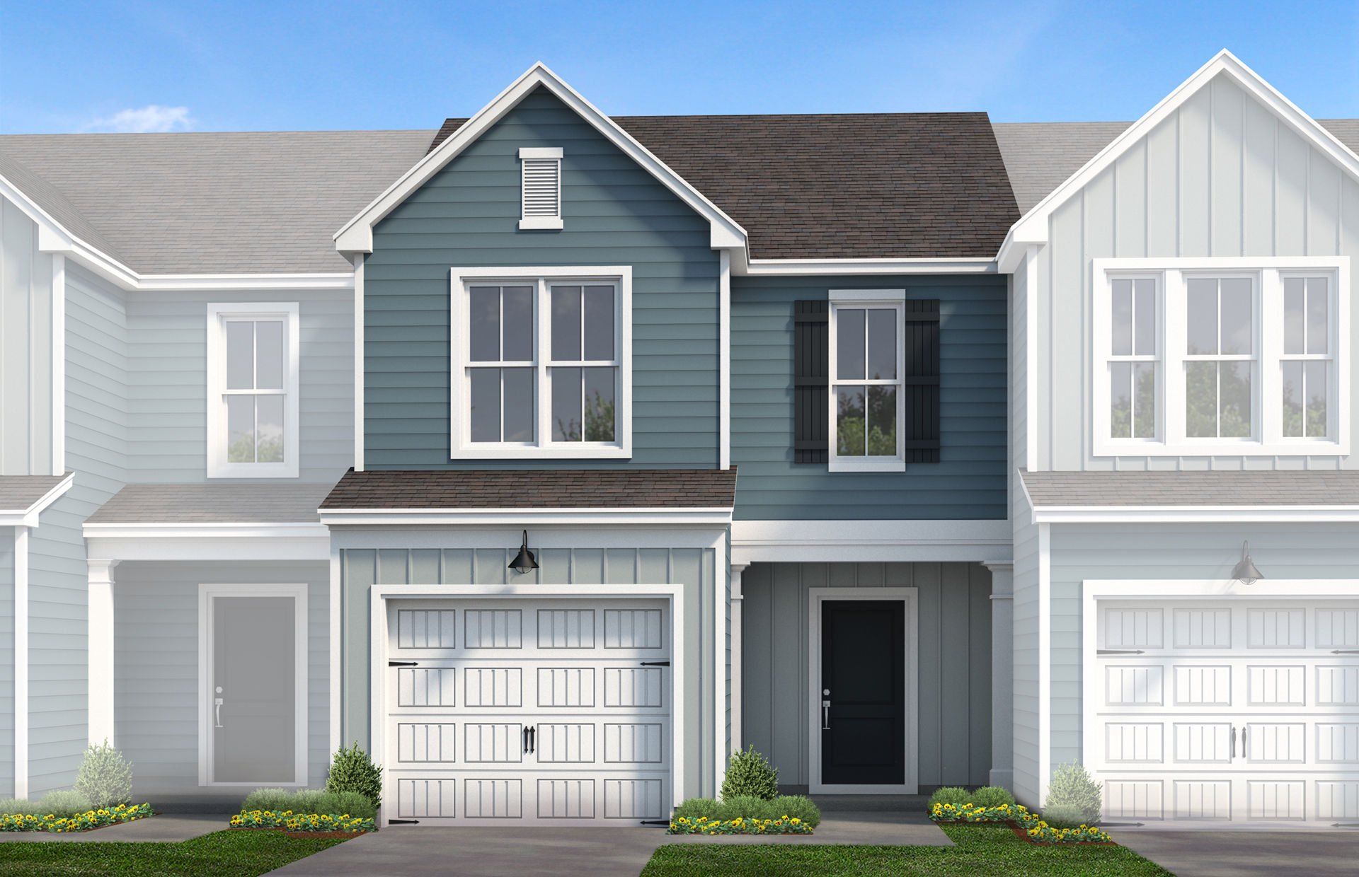 Front exterior of a new home in Sedgefield Green, Greensboro, NC, highlighting curb appeal (Image 1). Front exterior of a new home in Sedgefield Green, Greensboro, NC, highlighting curb appeal (Image 1).