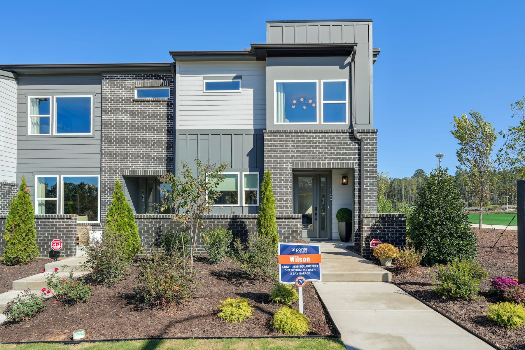 Representative exterior photo of a completed home built from the Wilson by Tri Pointe Homes in The Townes at NoVi, Pittsboro, NC (Image 1). Representative exterior photo of a completed home built from the Wilson by Tri Pointe Homes in The Townes at NoVi, Pittsboro, NC (Image 1).